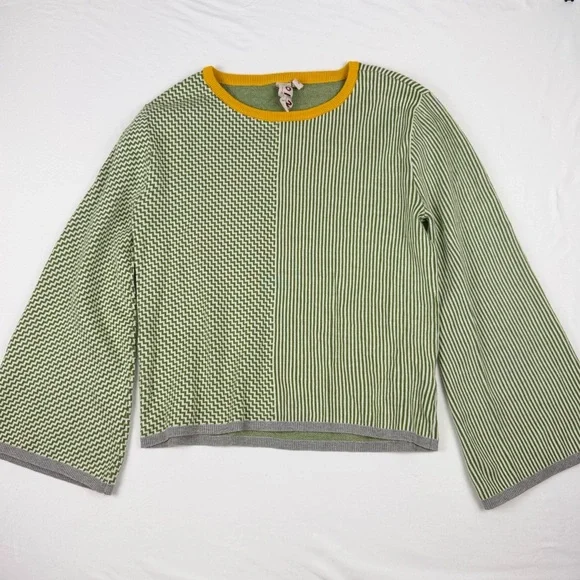 Anthropologie x Dolan Left Coast Sierra Green Lounge Set Top Striped Knit XS EUC - Picture 3 of 13